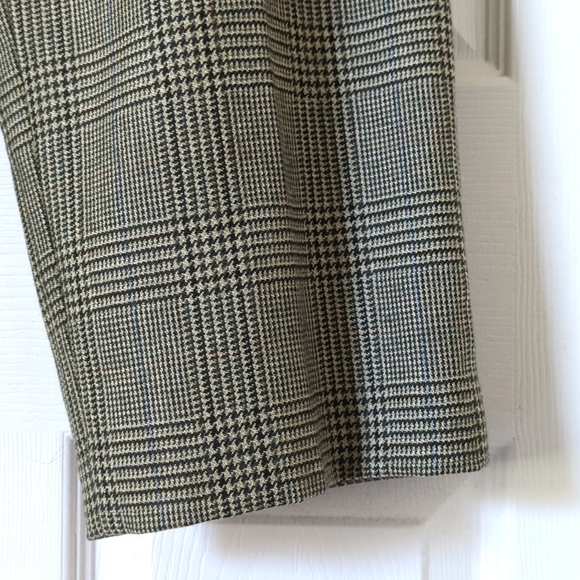 Talbots 90's Vintage 100% Wool Plaid High Rise Straight Leg Trousers Sage 10P - Picture 15 of 16